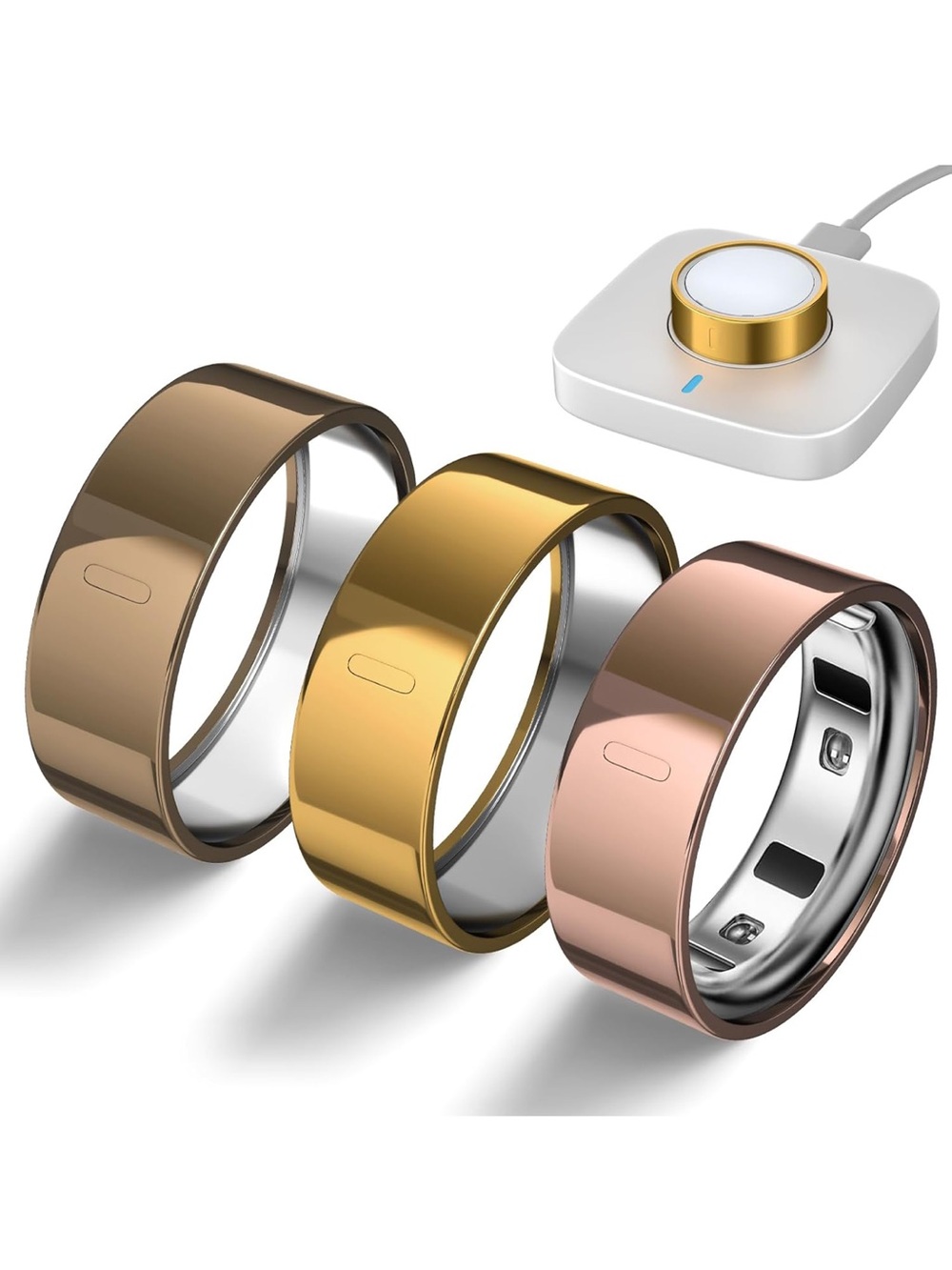 Gold, antique gold and rose gold - Set of 3 Oura ring cover size 9/10 used twice